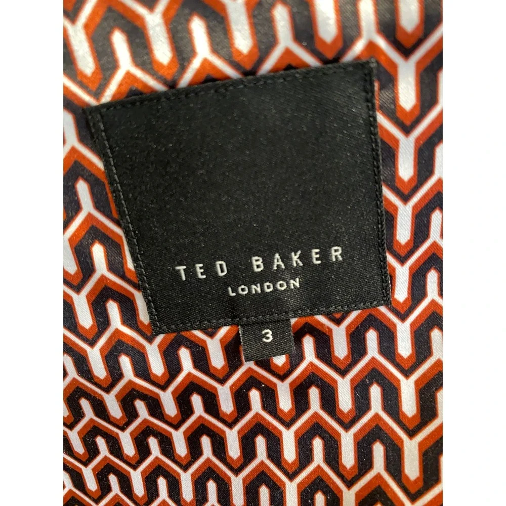Ted Baker London Mens Gray‎ Herringbone Cotton Linen Blazer Jacket Size 3 38R